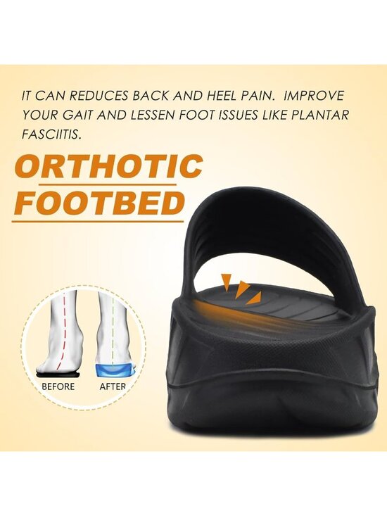 Men\'s Black Sandals Orthotic Arch Support Open Toe Sport Slides Thick Cushion main image 4
